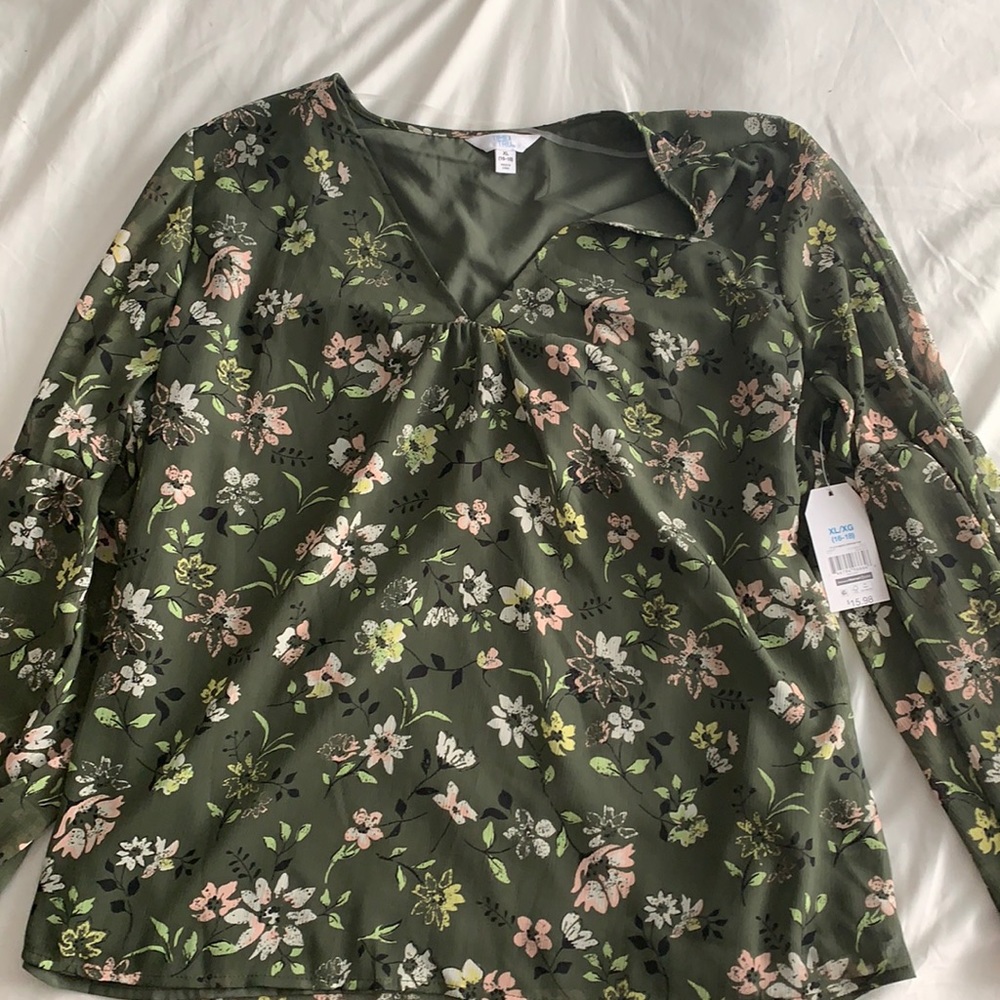Green floral silky shirt